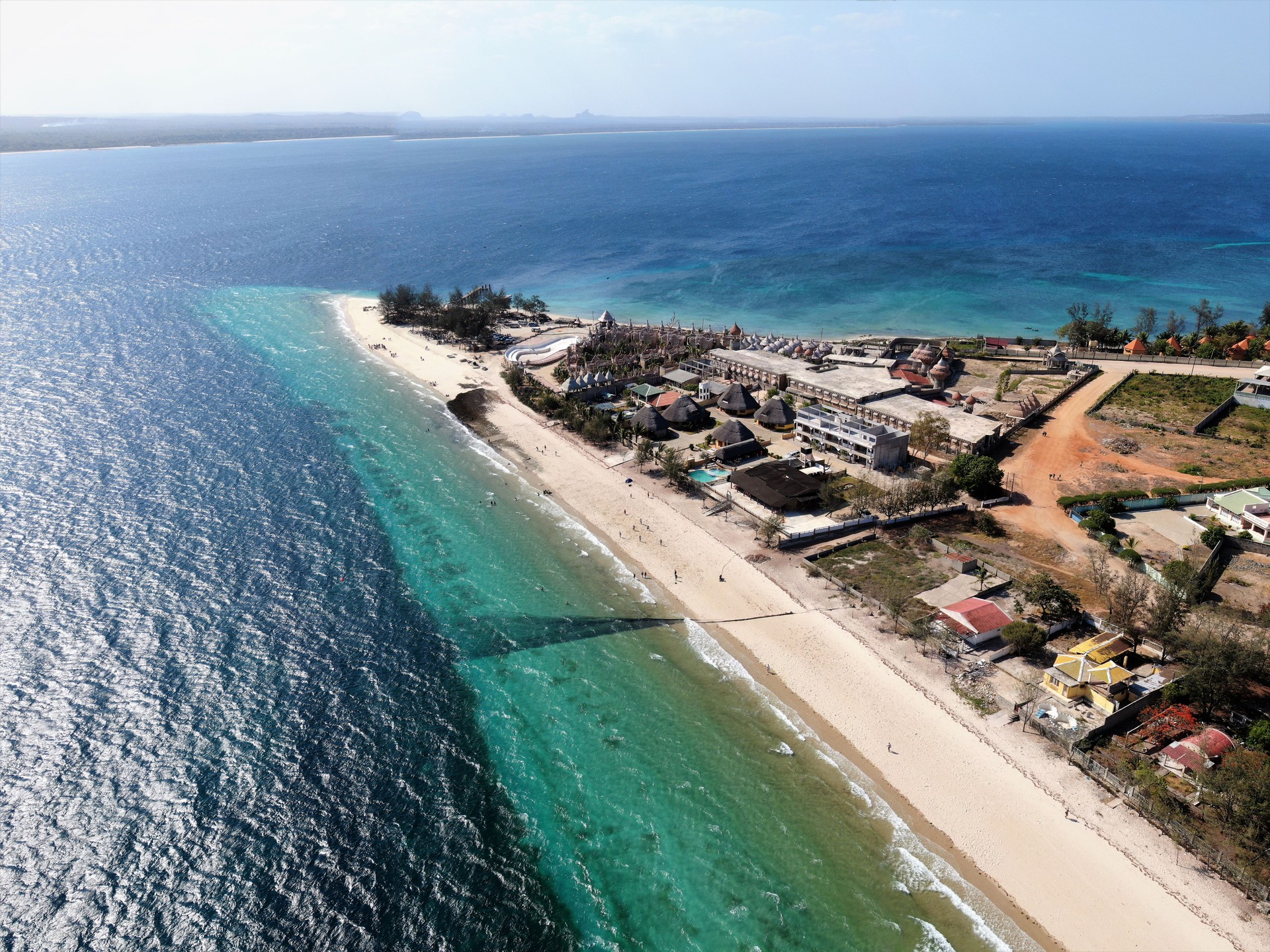 High Angle View Of Swimming Pool By Sea Against Sky